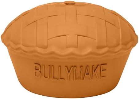 BULLYMAKE Toss N Treat Pie Dog Toy, Treat Dispensing, Tough Rubber Dog Toy