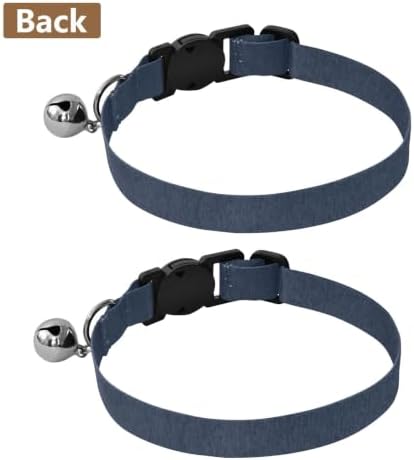 Dark Navy Blue Gradient Adjustable Pet Collar, 2 Pack Bell Collar for Small Dogs