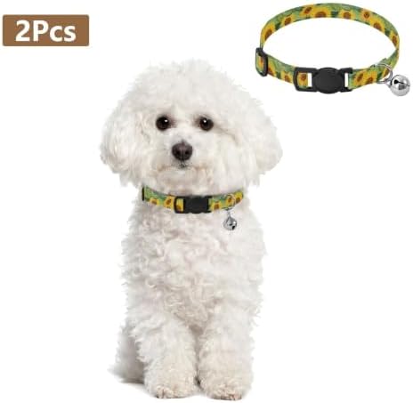Sunflower Yellow Green Cat Collar 2 Pack Collar for Cats Adjustable Length 10.6" to 17.1"