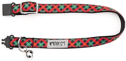 THE WORTHY DOG Christmas Patterns, Breakaway Cat Collar with Bell, Multi