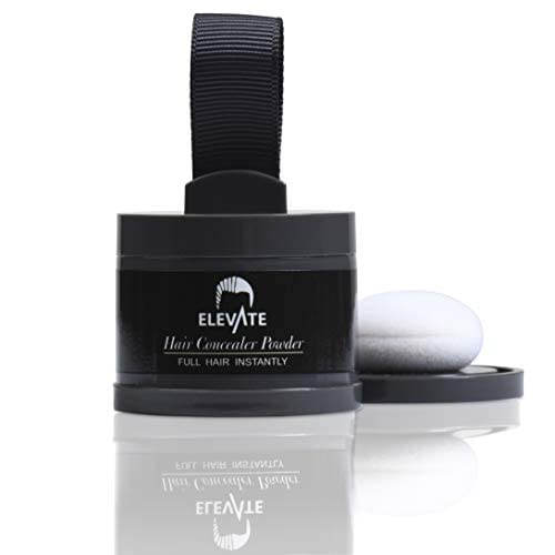 ELEVATE Hair Line Powder Instantly Conceal Hair Loss for Thinning Areas - Shadow Makeup - Root Cover Touch Up with Puff Touch - Instant Gray Coverage for Men and Women (Black)