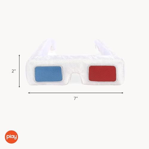 P.L.A.Y. Cute Plush Dog Toys - Hollywoof Cinema, Movie Themed Durable Squeaker Chew Toy, Great for Puppies & Small, Medium, Large Dog Breeds - Machine Washable, Recycled Materials (3-Dog 3D Glasses)