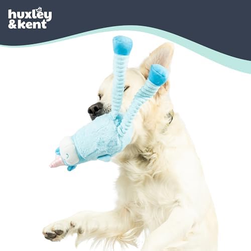 Huxley & Kent Funny Dog Toy w/Squeaker – Power Plush Squeaky Dog Toys for Small, Medium & Large Dogs – Soft Stuffed Animal for Indoor Play & Fetch - Squeak to Crunch - Lankies Luna Unicorn, Small