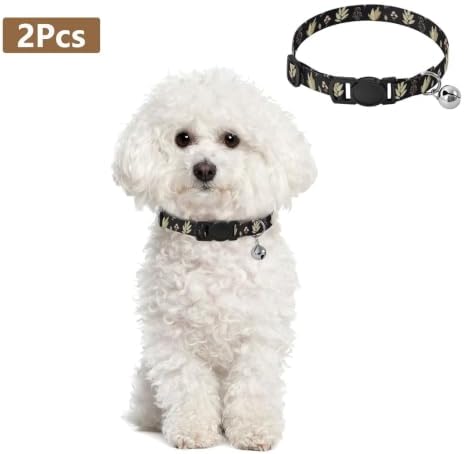 2 Pack Cats Collar Cute Hedgehogs Black Breakaway Cat Collars with Bell, Adjustable 10.6 to 17.1 Inches