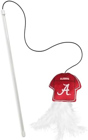 Pets First NCAA Alabama Crimson Tide Team Jersey Wand with CAT NIP, Cat Toy Jersey Shaped Plush Teaser Toy for Cats & Kittens - Interactive Pet Toy for Play & Exercise