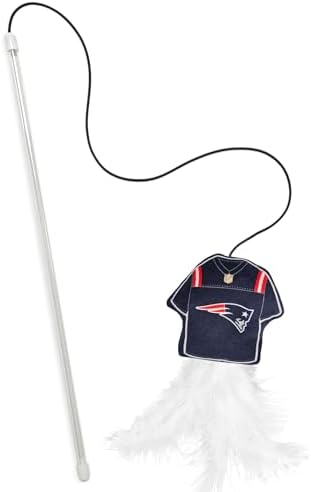 Pets First NFL New England Patriots Team Jersey Wand with CAT NIP, Cat Toy Jersey Shaped Plush Teaser Toy for Cats & Kittens - Interactive Pet Toy for Play & Exercise