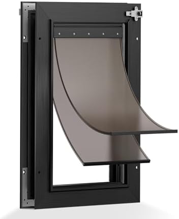 2-Flap Aluminum Medium Dog Door for Interior & Exterior Door with Dual Lock | Magnetic Flaps, Energy-Efficient, Closing Panel, Adjustable Tunnel, Strong Seal, Never Rust, Easy Install, Pet Up 45 LB