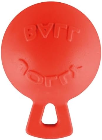 Jolly Pets Tug-n-Toss Heavy Duty Dog Toy Ball with Handle, 4.5 Inches/Small, Orange