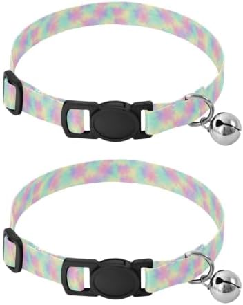 Pastel Tie Dye Pet Collar 2 Pack Pet Collars for Cats Adjustable 10.6 to 17.1 Inches