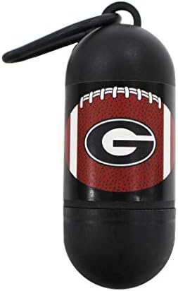 Pets First NCAA GEORGIA BULLDOGS PET LICENSED Poop Waste Bag Dispenser and D Ring for Leash with 15 Premium Garbage Bags