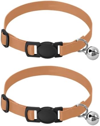 2 Pack Dog Collar Yellow Orange Gradient Small Dog Collar with Bell, Adjustable Length 10.6" to 17.1"