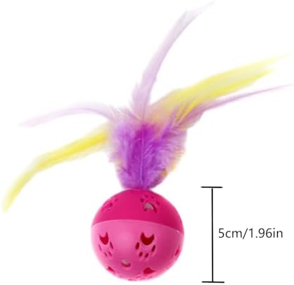 BeeSpring Cat Balls Interactive Cat Toy Feather Balls with Loud Bell Inside (2Pcs Red)
