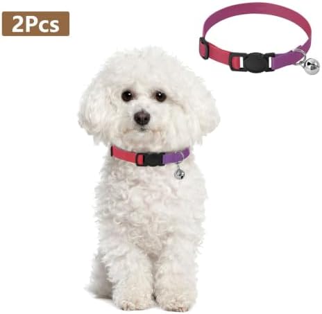 Purple Red Gradient Metal Bell Included Pet Collars 2 Pack Cat Neck Collar