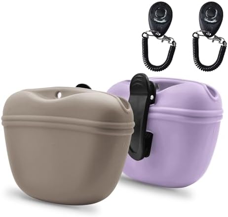 AUDWUD Silicone Dog Treat Pouch with Clicker Magnetic Closure Secure Clip