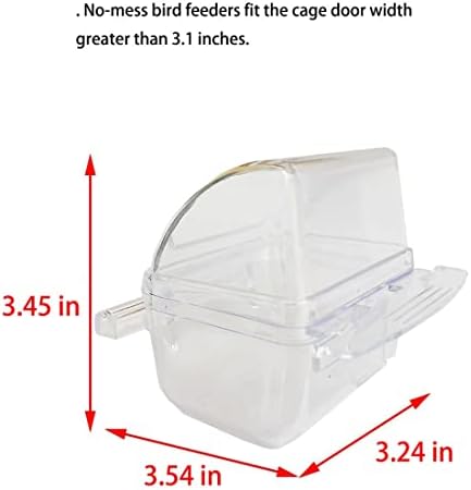 2 Pack Bird Feeders for Cage No Mess Parakeet Food Bowl with Cover Clear Hanging Parrot Water Dispenser Perch Cup Waterer Bird Dishes Seed Cage Cups Slot Replacement Feeder Bowls