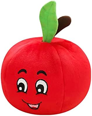 Glow Pups Dog Toy, Plush Squeaky Tomato Dog Chew Toy for Interactive Play, Durable Cotton Construction, Promotes Mental Stimulation and Reduces Stress, 5.75"x6", Red