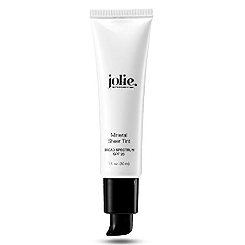 Jolie Mineral Sheer Tint SPF 20 Oil Free - Face Tinted Moisturizer - Hydration - Coverage - Sunscreen- Mineral Formula - Vegan (Fair Glow)