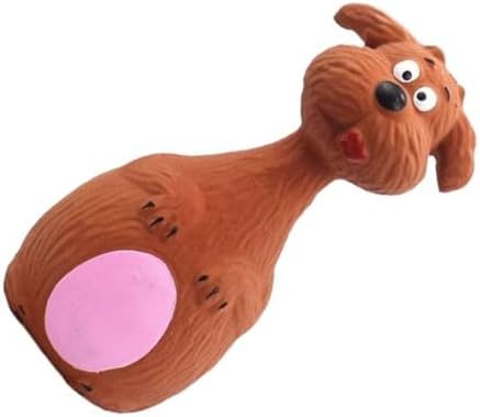 Interactive Dog Toys for Small Dogs, Rubber Latex Squeaky Toy with Cartoon Design, Bite Resistant Soft Chew Toy for Dogs Perfected for Play Teething for Small Medium Dogs (Brown Dog)