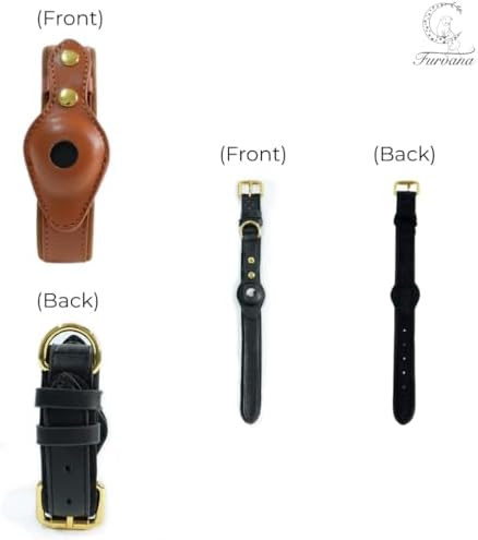 Genuine Leather Dog Collar with Smart Tag Holder Compatible with AirTag, Scratch-Resistant Finish, Microfiber Lining, Adjustable Design for All Breeds (Brown, Medium: Width = 1.2"; Neck = 12" - 18")