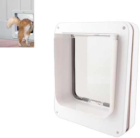 ASHATA Smart Cat Door for Interior and Exterior, Cat Pet Door Automatic Sensing with Collar Activated Easy Installation, for Home