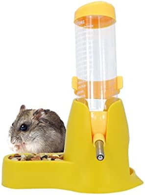 Wontee 3 in 1 Hamster Water Bottle with Food Bowl Hideout Base 125ML Yellow