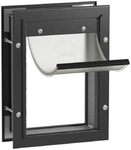 Hakuna Pets Deluxe Aluminum Pet, Cat and Dog Door with 2-Way Locking Panel for Screens, Doors and Walls up to 2.8" Thick, Small, Black