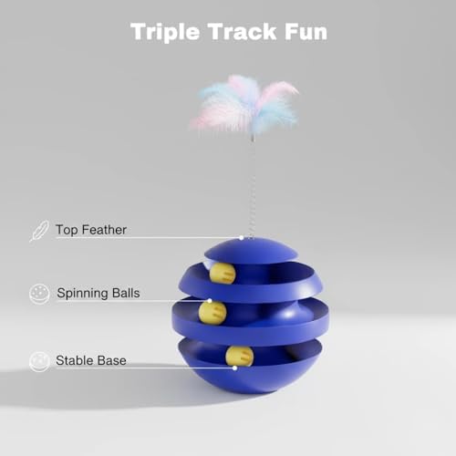 Cat Toys for Indoor Cats, Interactive Cat Ball Track with Feather