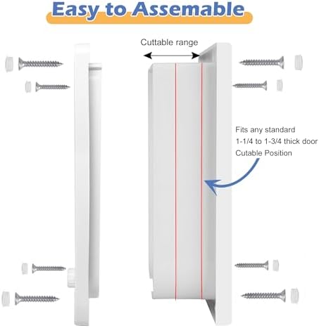 Wordcam Cat Door for Interior/Exterior Door, Tough ABS Frame, Large, White