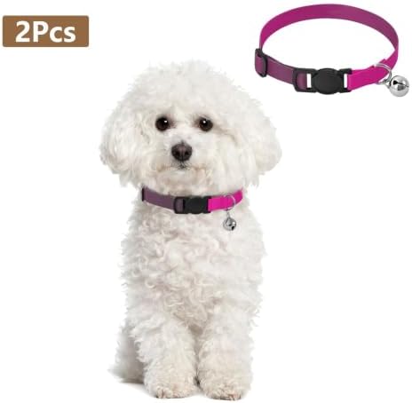 Rose Red Gradient Adjustable Buckle Pet Collars 2 Pack Dog Collars for Small Dogs