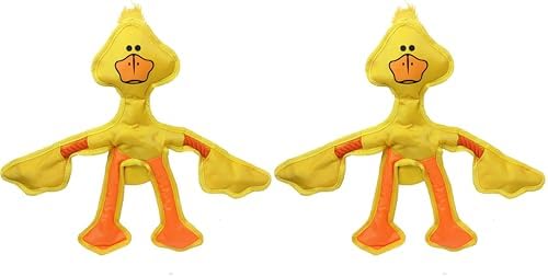 Multipet Skele Duck Dog Rope Toy - Nylon Tug of War - Squeaky Toy for All Dogs - for Playing Toss & Fetch - Cute Dog Pet Toy (15", Yellow) (Pack of 2)