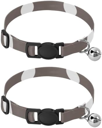 White Polka Dots Brown Comfortable Cat Collar, 2 Pack Cat Collar Breakaway with Bell