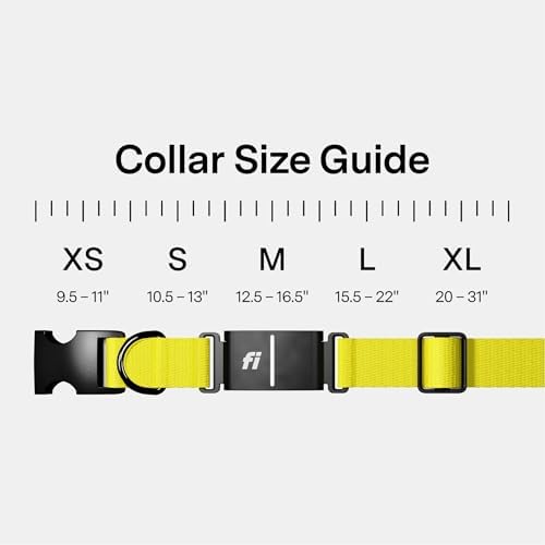 Fi Series 3+ GPS Dog Collar X-Large Yellow, Tracker with 6-Month Plan | Waterproof build, LED safety light, escape alerts, nationwide coverage, iOS and Android app, activity monitoring