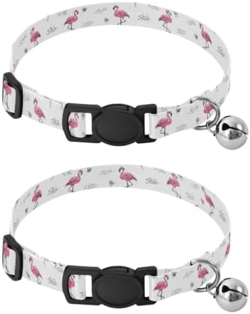 Cute Flamingos Easy to Wear Small Dog Collar 2 Pack Adjustable Pet Collar