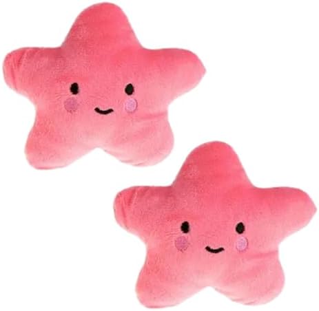 GANPUB 2Pcs Pink Star Plush Pet Dog Toys Cute Squeaky Toy for Interactive Toy Dog Chew Toy for Pet Dog Puppy Training Playing, Squeak