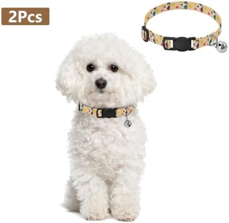 2 Pack Kitten Collars Cute Cartoon Penguins Puppy Collar with Bell, Adjustable Length 10.6" to 17.1"
