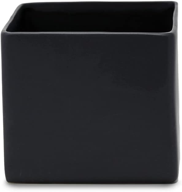 Serene Spaces Living Matte Black Ceramic Vase, Black Ceramic Vases for Modern Home Decor, Perfect Centerpiece for Weddings, Parties, Bridal Showers, Events, Measures 5" Tall & 5.75" Cube