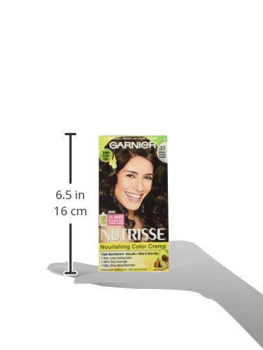 Garnier Hair Color Nutrisse Nourishing Creme, 33 Darkest Golden Brown (Caramel Fudge) Permanent Hair Dye, 1 Count (Packaging May Vary) (Pack of 2)