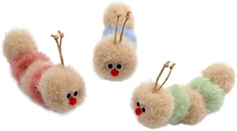 Jumpaws Interactive Natural Catnip Toy, with Rattle, Bite Resistant, for All Ages Indoor Cat, Shape of Caterpillar, Kitten Toy (Small/ 3 Pck/Cat Toy)