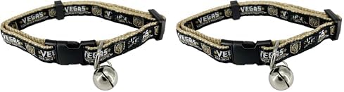 Pets First NHL LAS Vegas Knights CAT Collar Adjustable Break-Away Collar for Cats with Licensed Team Name & Logo. Cute & Fashionable Hockey Sports Cat Collar with Metal Jingle Bell (Pack of 2)