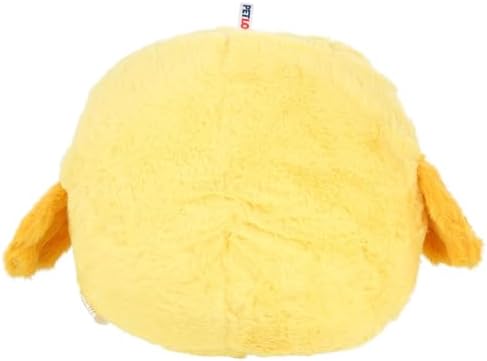 Petlou Durable Plush Dog and Cat Toys with Multi-Squeaks and Crinkle Paper (Yellow, 10-Inch Duck Ball)