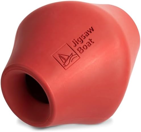 Stuffable Enrichment Dog Toy – Durable Natural Rubber Treat Dispenser for Medium Dogs, Irregular Shape, Red, Bully Stick Compatible