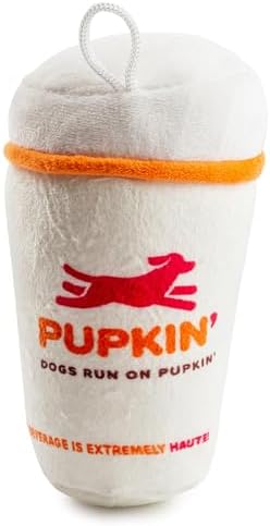 Haute Diggity Dog Pupkin' Donuts Hot Coffee Cup Plush Dog Toy, Funny Parody