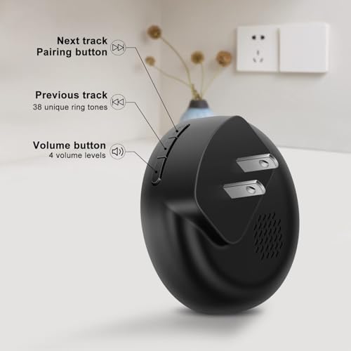 Comsmart Smart Wireless Dog Door Bell, Doggie Doorbell for Pet Potty Training Communication Go Outside Press Button with 38 Melodies 4 Volume Levels LED Flash (1 Receiver & 2 Transmitter), Black