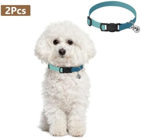 Blue Gradient Comfortable Cat Collar, 2 Pack Breakaway Cat Collars with Bell