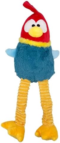 Huxley & Kent Funny Dog Toy w/Squeaker – Power Plush Squeaky Dog Toys for Small, Medium & Large Dogs – Soft Stuffed Animal for Indoor Play & Fetch - Squeak to Crunch - Lankies Red Rooster, Small