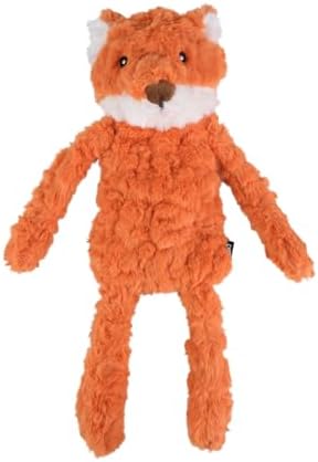 CHEWFFON Stuffless Fox Dog Toy, Squeaky & Crinkle Plush Treat Hiding Toy