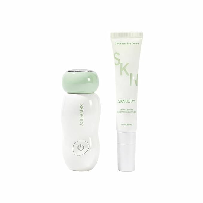 SKNBODY CryoReset™ Eye Duo System Cryotherapy Cooling + SonicTap™ Eye Wand and Eye Cream Set, Under Eye Massager with Gentle Vibration, Refreshes Tired Eyes and Helps Reduce Puffiness