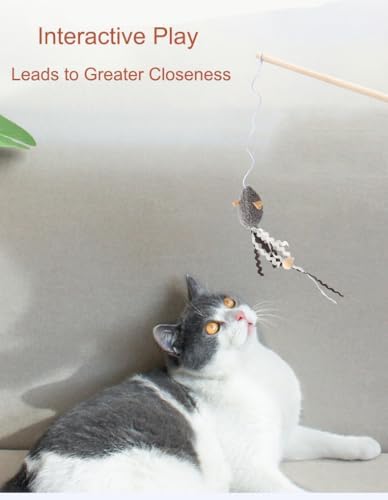 2 Pack of Cat Wand Toy Wood Cat Wand Mouse Toys with Catnip Interactive Kitten Toys for Indoor Cats