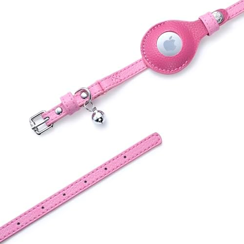 Blueberry Pet Microfiber Leather AirTag Cat Collar with Bell