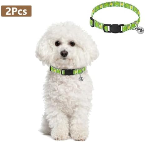 Cute Cartoon Frogs Flowers Kitten Collar 2 Pack Soft Cat Collar Adjustable Length 10.6" to 17.1"